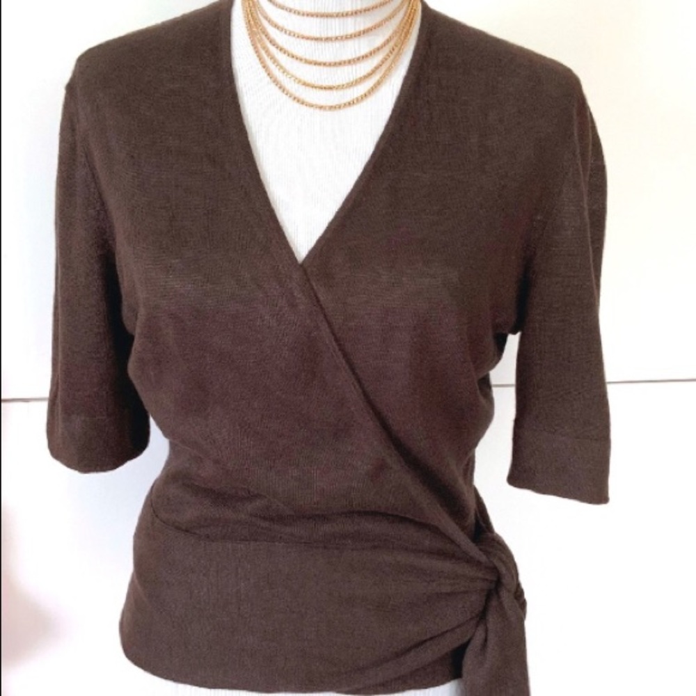 Lafayette 148 New York - linen wrap sweater top